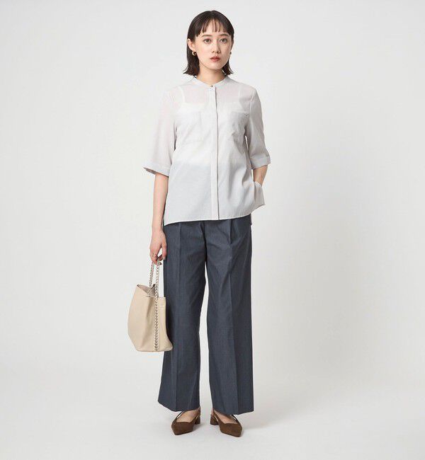 UNITED ARROWS green label relaxing「［size SHORT/TALLあり］キチントボトムス カバー ワイド パンツ シャンブレー」|スラックス|