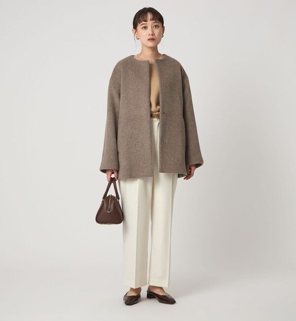 UNITED ARROWS green label relaxing「［size SHORTあり］アンゴラビーバー ノーカラー ミドル コート」|ノーカラーコート|