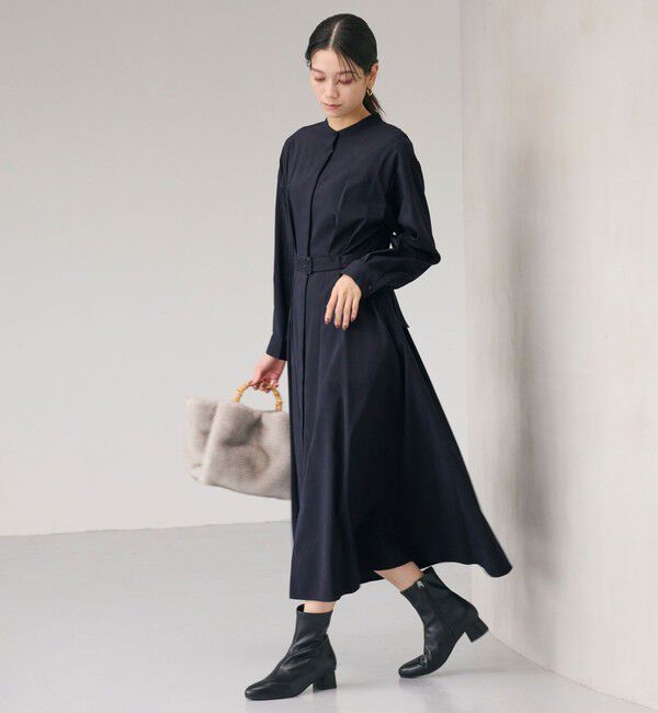 UNITED ARROWS green label relaxing「ウエスト ベルト ロングスリーブ ワンピース マシンウォッシャブル」|ワンピース|