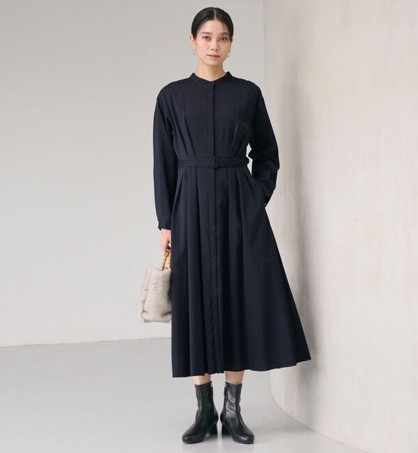 UNITED ARROWS green label relaxing「ウエスト ベルト ロングスリーブ ワンピース マシンウォッシャブル」|ワンピース|