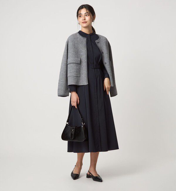 UNITED ARROWS green label relaxing「ウエスト ベルト ロングスリーブ ワンピース マシンウォッシャブル」|ワンピース|