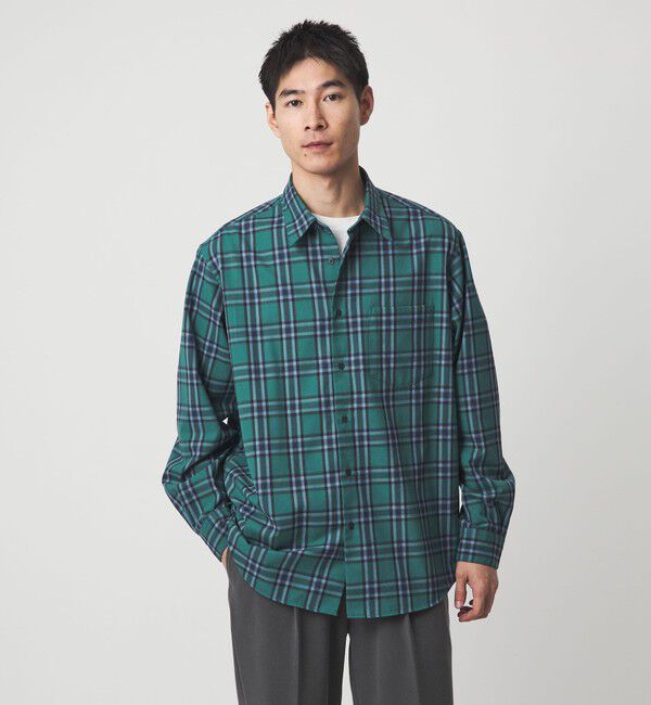 UNITED ARROWS green label relaxing「TRフラノ パターン ジャストルーズ レギュラーカラー シャツ」|シャツ・ブラウス|