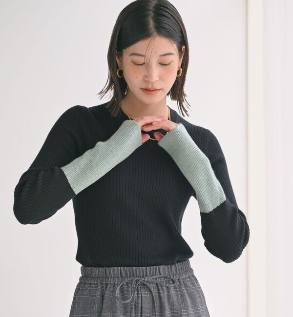 UNITED ARROWS green label relaxing「【WEB限定】＜at ease＞バイカラー クルーネック プルオーバー ニット」|ニット・セーター|