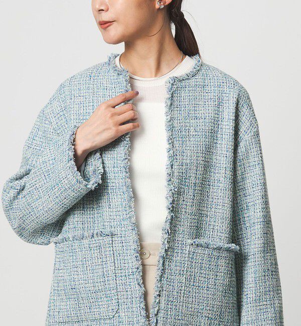 UNITED ARROWS green label relaxing「［size SHORTあり］ミックス ツイードライク ポケット ノーカラー ジャケット」|ノーカラージャケット|