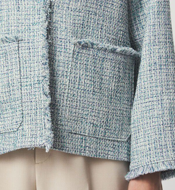 UNITED ARROWS green label relaxing「［size SHORTあり］ミックス ツイードライク ポケット ノーカラー ジャケット」|ノーカラージャケット|