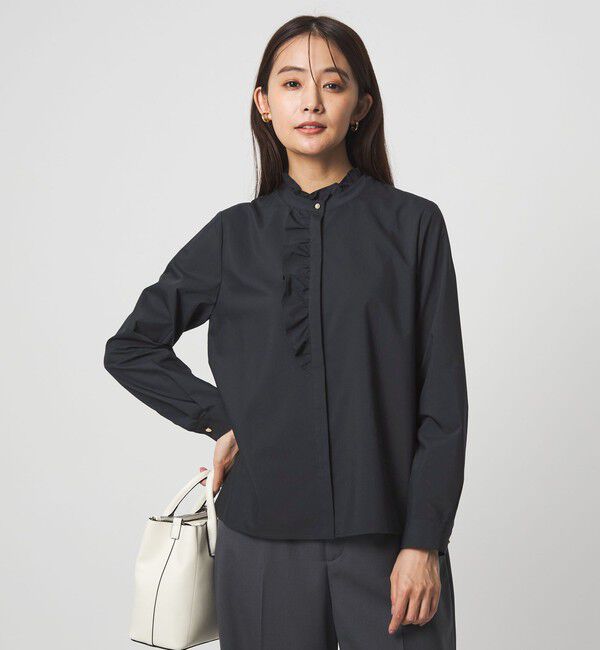 UNITED ARROWS green label relaxing「フリル ディテール ブラウス マシンウォッシャブル UVカット」|シャツ・ブラウス|NAVY