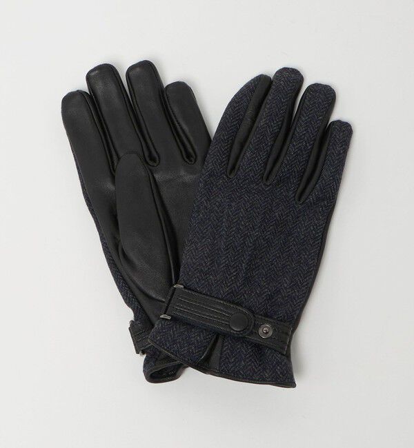 UNITED ARROWS green label relaxing「MOON ムーン ヘリンボーン&times;レザー グローブ -タッチパネル対応-」|手袋|