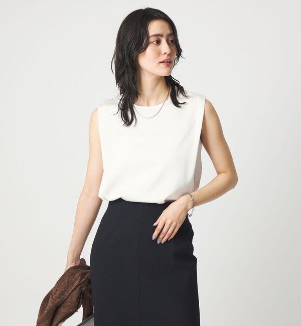 UNITED ARROWS green label relaxing「サテン ドッキング ラウンドヘム タンクトップ カットソー」|Tシャツ・カットソー|OFF WHITE