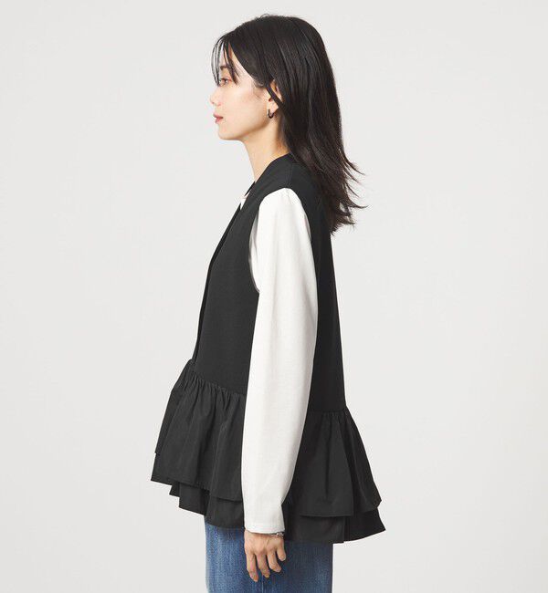 UNITED ARROWS green label relaxing「フリル ドッキング ペプラム ニット ジレ ウォッシャブル」|ベスト・ジレ|