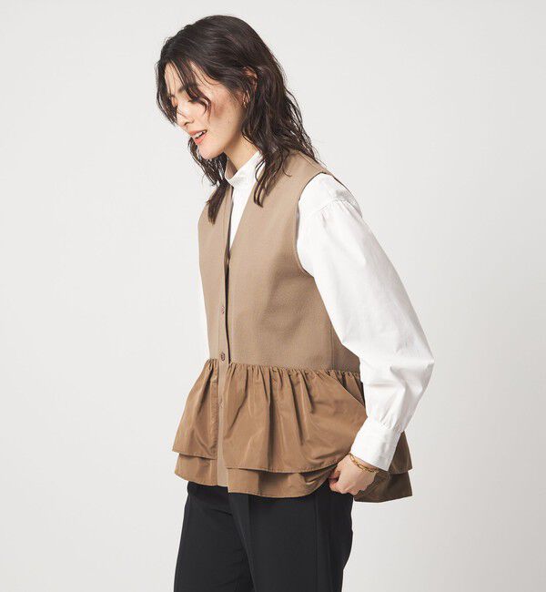 UNITED ARROWS green label relaxing「フリル ドッキング ペプラム ニット ジレ ウォッシャブル」|ベスト・ジレ|