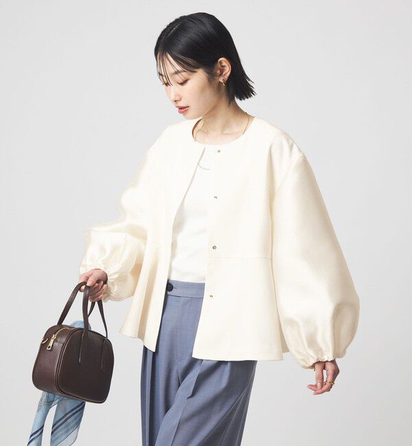 UNITED ARROWS green label relaxing「［size SHORTあり］fleurie(フルリー) フォルム ジャケット 2」|ノーカラージャケット|OFF WHITE