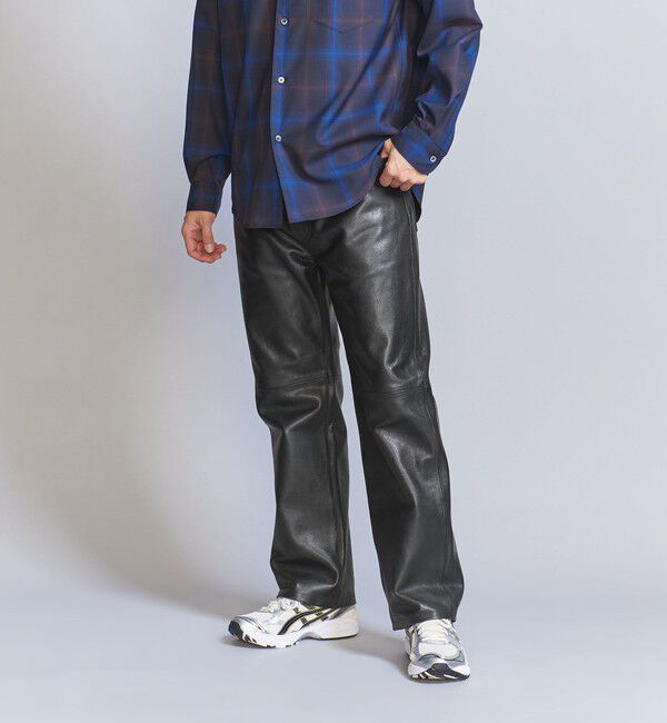 BEAUTY&YOUTH UNITED ARROWS「カウレザー 5ポケット パンツ NO.5」|チノ|BLACK