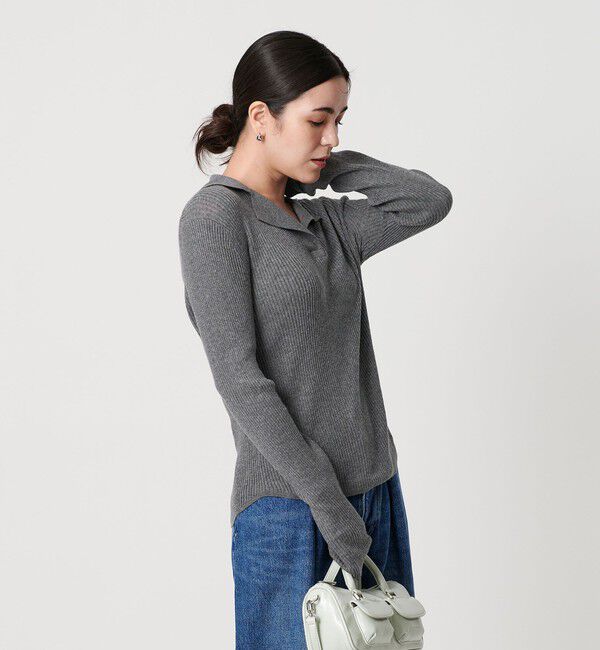 BEAUTY&YOUTH UNITED ARROWS「コットンリブ オープンカラーニット ウォッシャブル」|ニット・セーター|