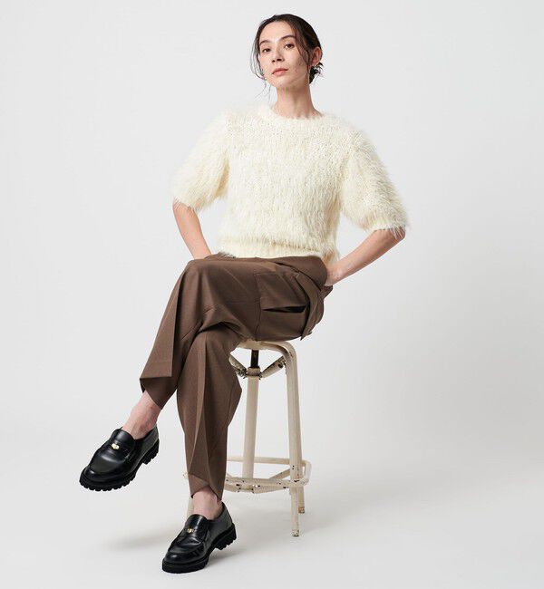 BEAUTY&YOUTH UNITED ARROWS「フェザーヤーン ハーフスリーブ ニットプルオーバー」|ニット・セーター|