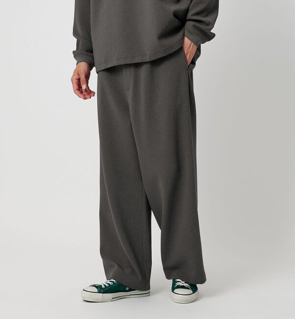 BEAUTY&YOUTH UNITED ARROWS「DUAL PACK 2.0 ワイド オフィサーパンツ -セットアップ対応 ウォッシャブル マルチ機能-」|チノ|DK.GRAY