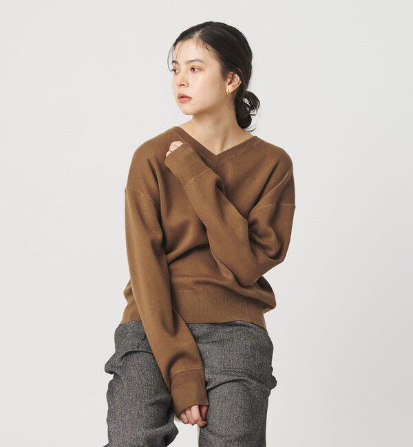BEAUTY&YOUTH UNITED ARROWS「ソフトコットン Vネック スムース ニットプルオーバー ウォッシャブル」|ニット・セーター|