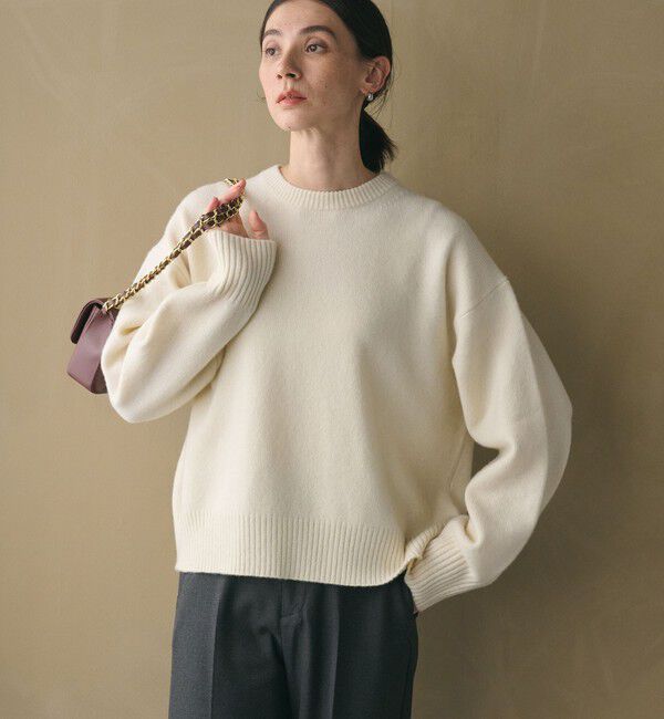 BEAUTY&YOUTH UNITED ARROWS「ウールカシミヤ アクア クルーネックニット」|ニット・セーター|OFF WHITE