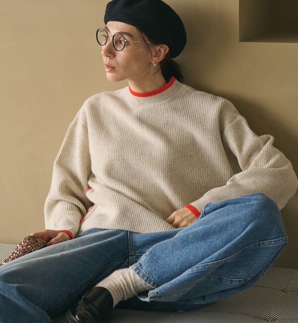 BEAUTY&YOUTH UNITED ARROWS「ネップカラーライン クルーネック ニットプルオーバー」|ニット・セーター|OFF WHITE
