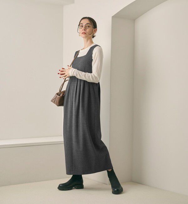 BEAUTY&YOUTH UNITED ARROWS「【WEB限定 Wardrobe DAILY MINIMAL】ウールライクメランジ スクエアネックワンピース ウォッシャブル」|ワンピース|