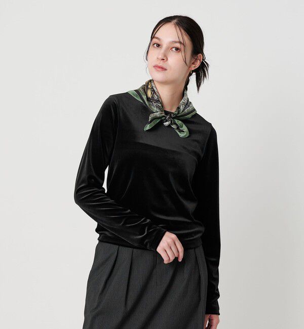 BEAUTY&YOUTH UNITED ARROWS「ポリエステルブレンド ベロアロングスリーブ Tシャツ」|Tシャツ・カットソー|BLACK