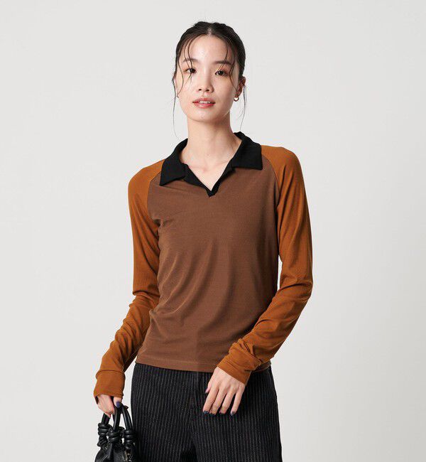 BEAUTY&YOUTH UNITED ARROWS「＜Girls Department Club＞BI RINGER ロングスリーブTシャツ 」|Tシャツ・カットソー|