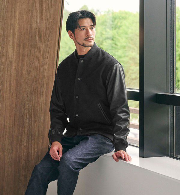 BEAUTY&YOUTH UNITED ARROWS「【WEB限定 WARDROBE SMART】ブラックメルトン レザーライク スタジャン」|ブルゾン・スタジャン|BLACK