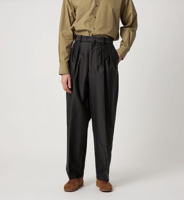 STEVEN ALAN「＜Steven Alan＞ カベ モールスキン インツープリーツ ドレス トラウザーズ」|チノ|BLACK