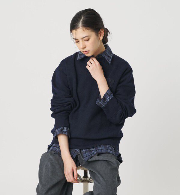 BEAUTY&YOUTH UNITED ARROWS「ロゴクルーネック ニットプルオーバー ウォッシャブル」|ニット・セーター|
