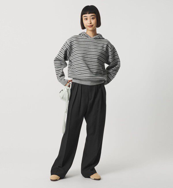 BEAUTY&YOUTH UNITED ARROWS「コットンウールブレンド ソリッド＆ボーダーニットフーディ ウォッシャブル」|ニット・セーター|