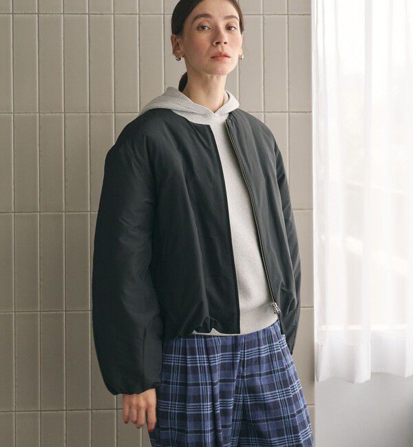 BEAUTY&YOUTH UNITED ARROWS「ポリエステルブレンド ノーカラーバルーンジップブルゾン」|ブルゾン・スタジャン|