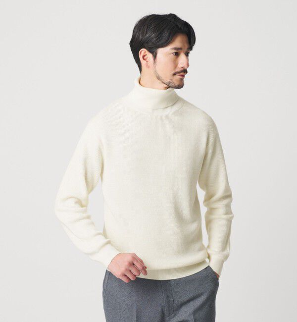 BEAUTY&YOUTH UNITED ARROWS「【WEB限定 WARDROBE SMART】マシーンウォッシャブル ウールミックス アゼ タートルネック」|ニット・セーター|WHITE