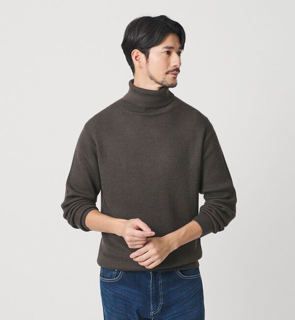 BEAUTY&YOUTH UNITED ARROWS「【WEB限定 WARDROBE SMART】マシーンウォッシャブル ウールミックス アゼ タートルネック」|ニット・セーター|DK.GRAY