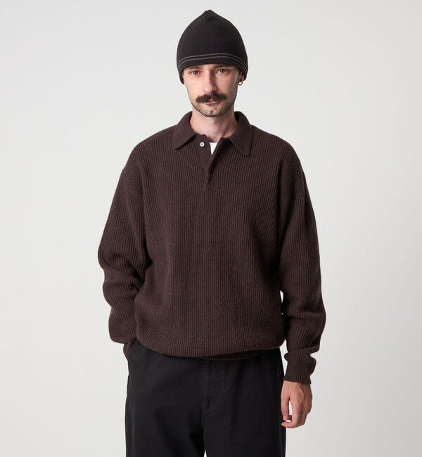 STEVEN ALAN「＜Steven Alan＞ オーストラリアンラムズウール ポロカラー ニット NARROW」|ニット・セーター|