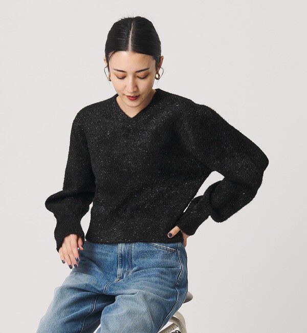 BEAUTY&YOUTH UNITED ARROWS「ラメフェザー Vネックニットプルオーバー」|ニット・セーター|