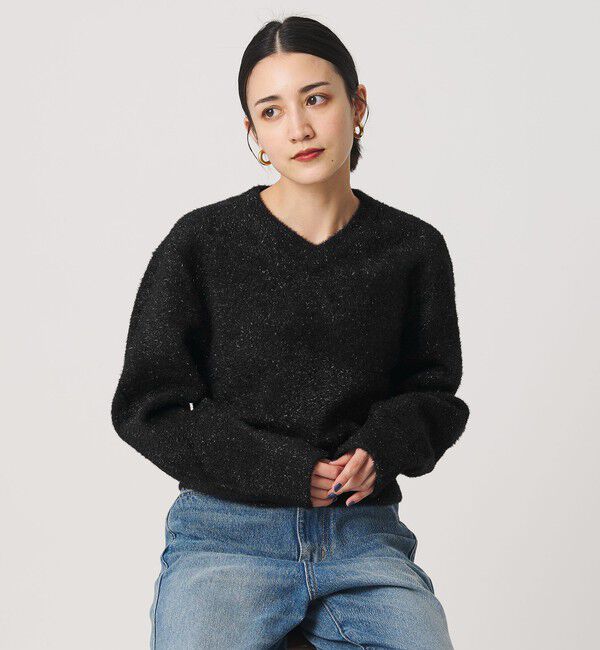 BEAUTY&YOUTH UNITED ARROWS「ラメフェザー Vネックニットプルオーバー」|ニット・セーター|