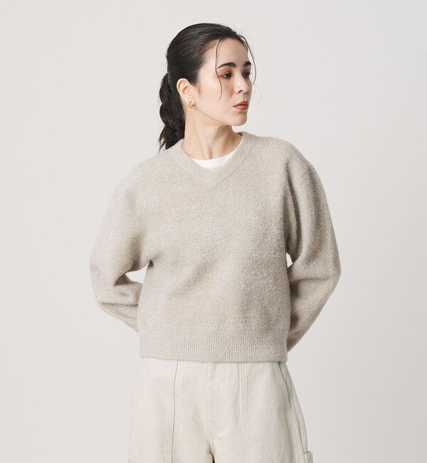 BEAUTY&YOUTH UNITED ARROWS「ラメフェザー Vネックニットプルオーバー」|ニット・セーター|