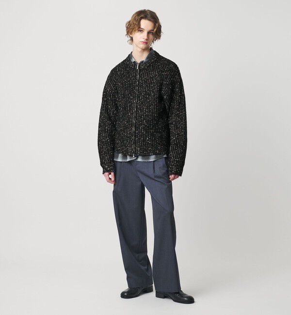 MONKEY TIME「スラブ クルーネック ジップ カーディガン」|カーディガン|