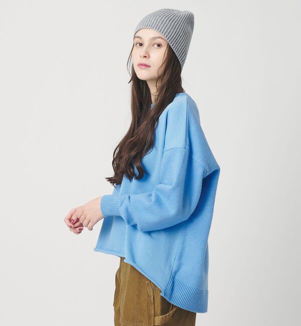 BEAUTY&YOUTH UNITED ARROWS「【WEB限定】スウェット&times;ニット コンビプルオーバー ウォッシャブル」|ニット・セーター|LT.BLUE