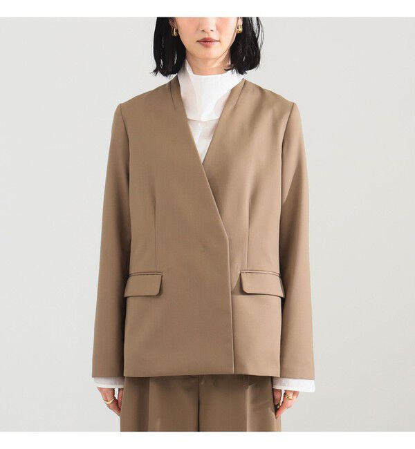 Demi-Luxe BEAMS 「ポリエステル ウール ラペルレス ジャケット」|ダッフルコート|