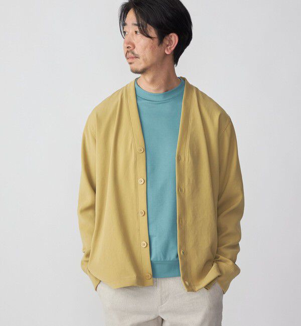 SHIPS「SHIPS: 小松マテーレ ダブルクロス ニット Vネック カーディガン」|カーディガン|マスタード