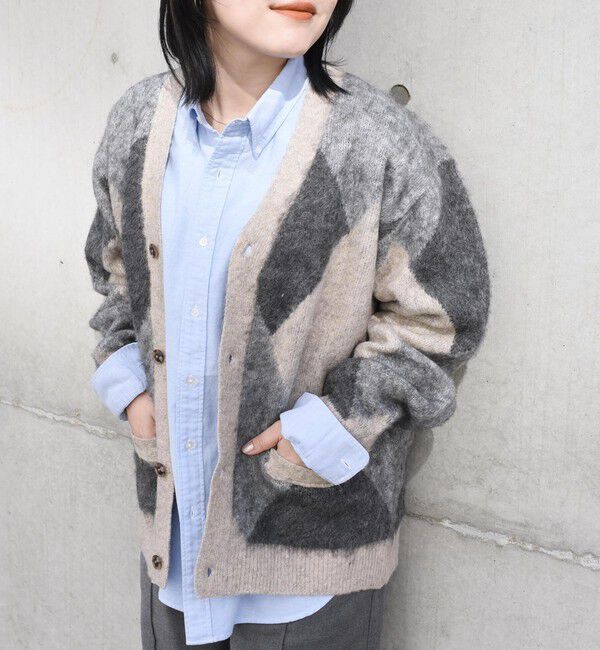 SHIPS any「SHIPS any: シャギー パターン ユニセックス ニット カーディガン 23AW◇」|カーディガン|
