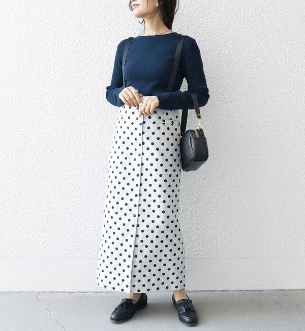 SHIPS any「SHIPS any: ドット ジャカード サスペンダー スカート」|スカート|オフホワイト