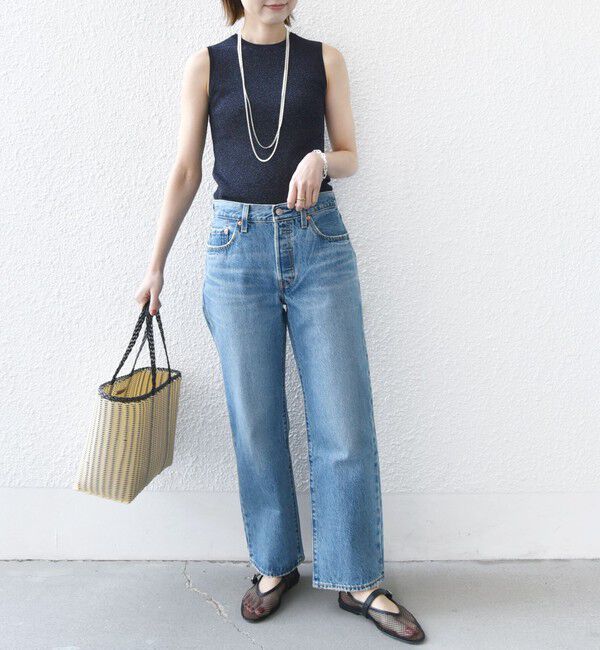 SHIPS for women「〈手洗い可能〉ラメ ノースリーブ ニット」|ニット・セーター|