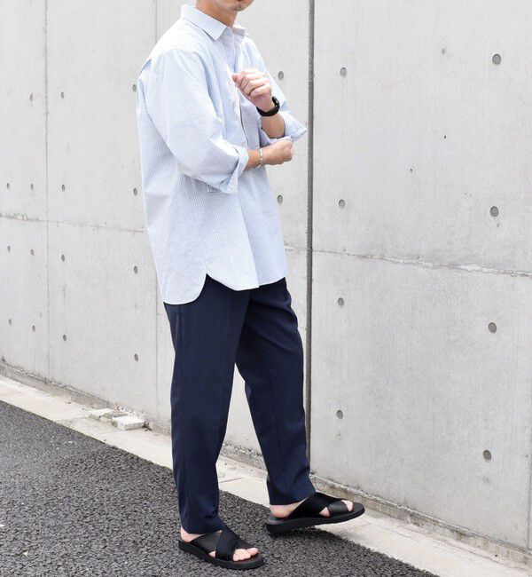 SHIPS any「SHIPS any: 〈洗濯機可能〉コットン / リネン ブルー ストライプ 7分袖 プルオーバーシャツ◇」|シャツ・ブラウス|