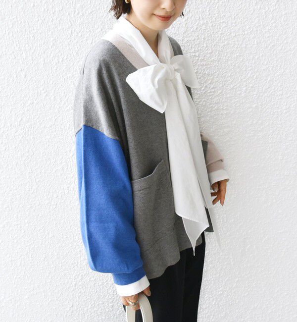 SHIPS for women「【WEB限定】〈手洗い可能〉配色 ポケット カーディガン」|カーディガン|