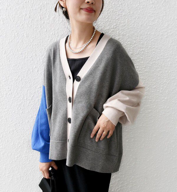 SHIPS for women「【WEB限定】〈手洗い可能〉配色 ポケット カーディガン」|カーディガン|