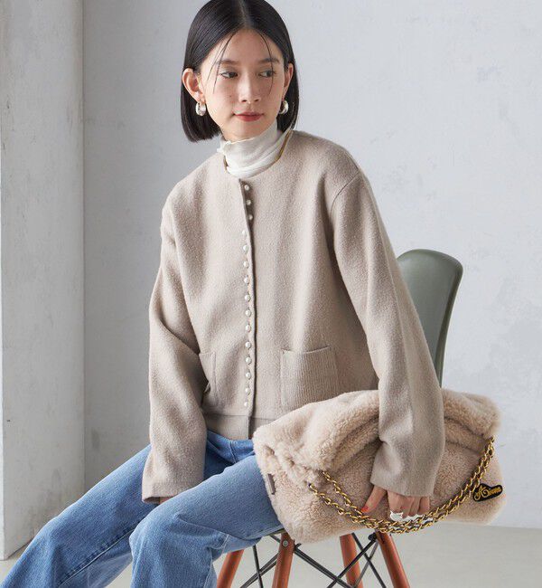 SHIPS for women「〈手洗い可能〉パール モチーフ ボタン ジャッカル カーディガン」|カーディガン|