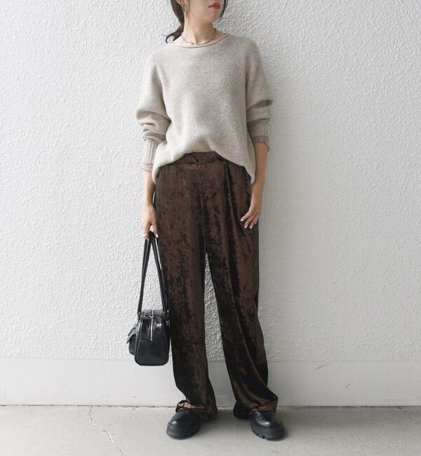 SHIPS any「SHIPS any:〈手洗い可能〉クラッシュ ベロア サイドライン ワイド イージー パンツ」|その他|