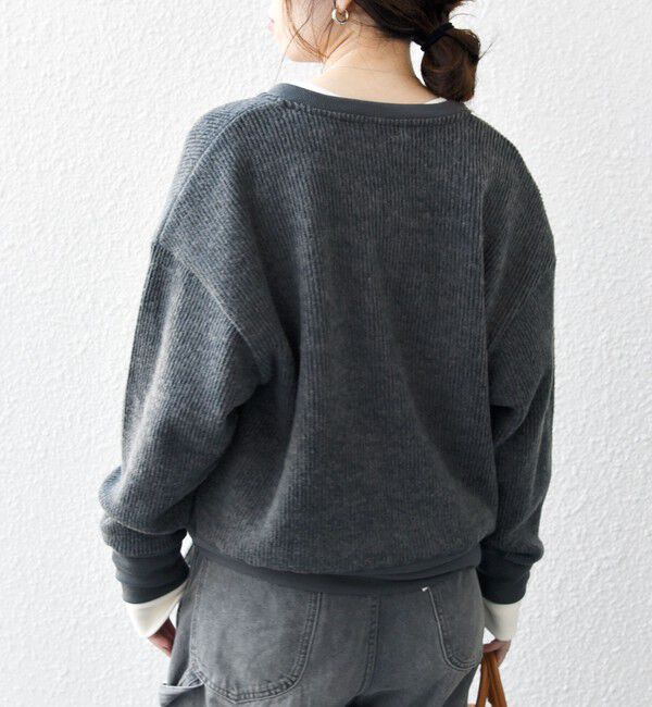 SHIPS any「SHIPS any:〈手洗い可能〉起毛 ワッフル ヘンリーネック コンパクト プルオーバー」|Tシャツ・カットソー|