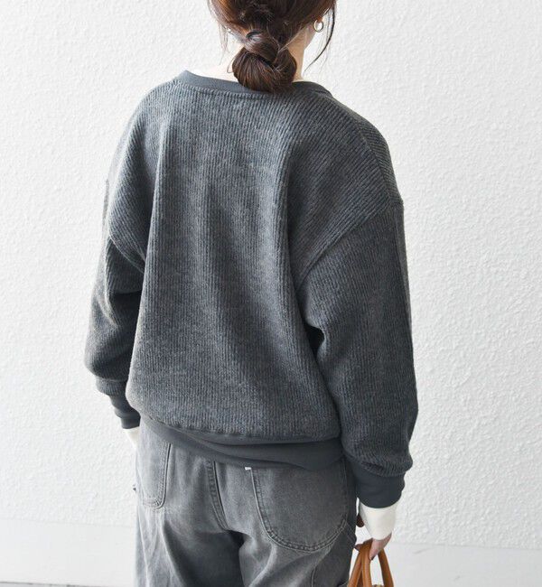 SHIPS any「SHIPS any:〈手洗い可能〉起毛 ワッフル ヘンリーネック コンパクト プルオーバー」|Tシャツ・カットソー|